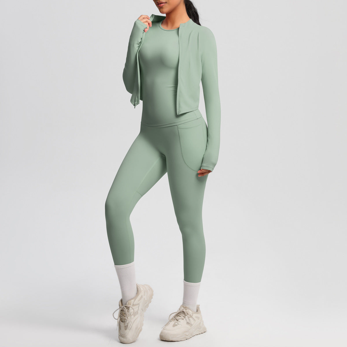 Ensemble 2 pièces femme : veste zippée ajustée et pantalon de sport slim