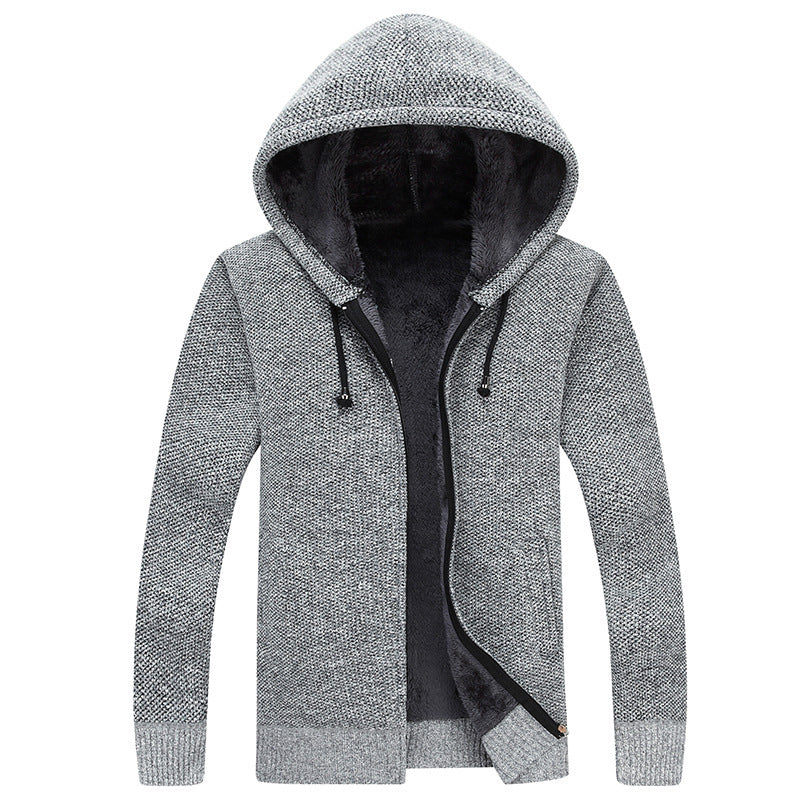Manteau Cardigan à Capuche pour Homme – Doublure en Fourrure & Style Hivernal