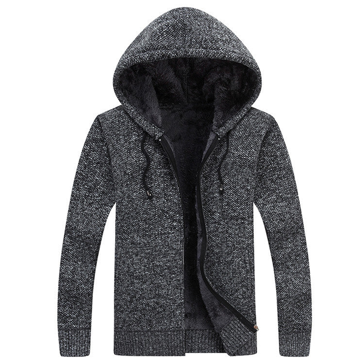 Manteau Cardigan à Capuche pour Homme – Doublure en Fourrure & Style Hivernal