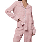 Vêtement Femme à Col Châle à Manches Longues et Pantalon Assorti – Confort et Élégance