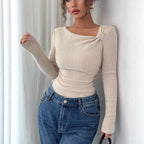 Top à Plis Irréguliers – Élégance Coréenne Moderne