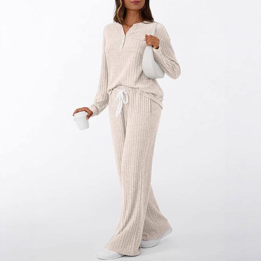 Ensemble 2 pièces femme : pyjama d'extérieur confortable
