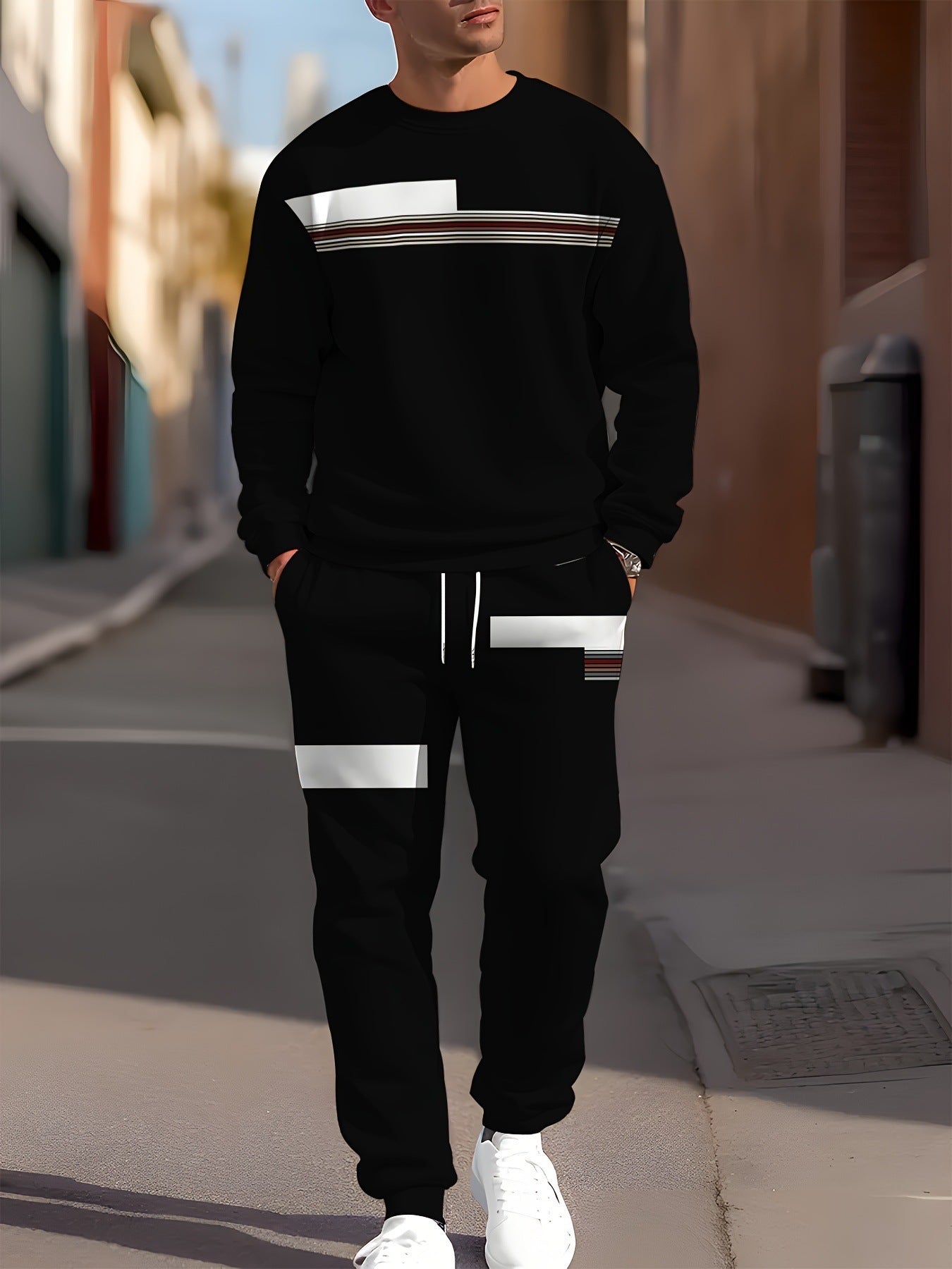 Ensemble de Sport Décontracté Homme – Impression Simple & Coupe Moderne