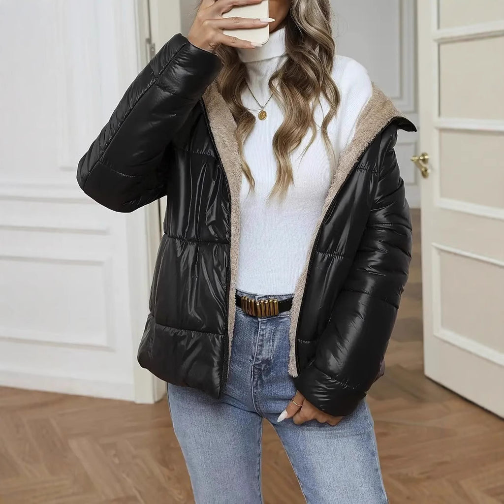 Manteau court en laine d'agneau pour femme – Élégance et Confort