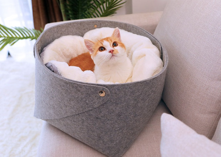 Panier Douillet pour Chats – Lit Rond Ultra-Confortable avec Bordure Élevée
