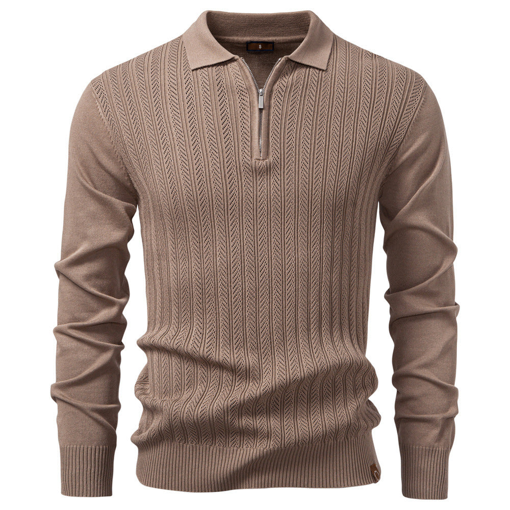 Pull à Col Montant à Demi-Fermeture Éclair pour Homme – Élégance et Confort