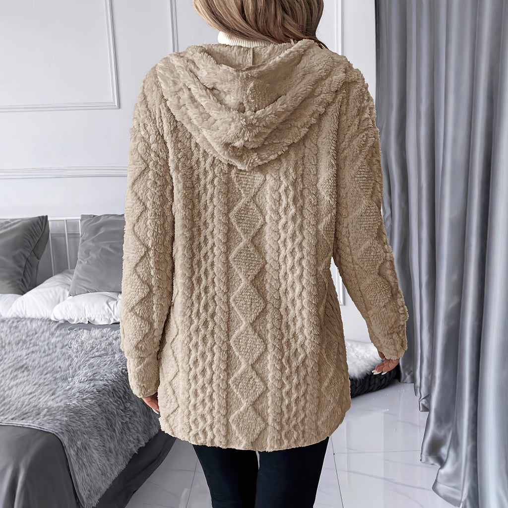 Manteau à Capuche Zippé de Couleur Unie pour Femme – Élégance et Confort