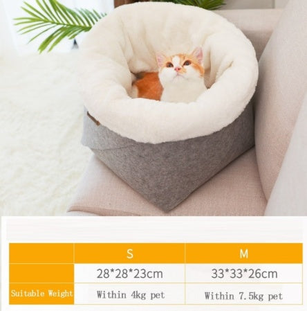 Panier Douillet pour Chats – Lit Rond Ultra-Confortable avec Bordure Élevée