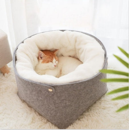 Panier Douillet pour Chats – Lit Rond Ultra-Confortable avec Bordure Élevée