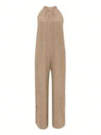 Combinaison sans manches à col halter et volants pour femme