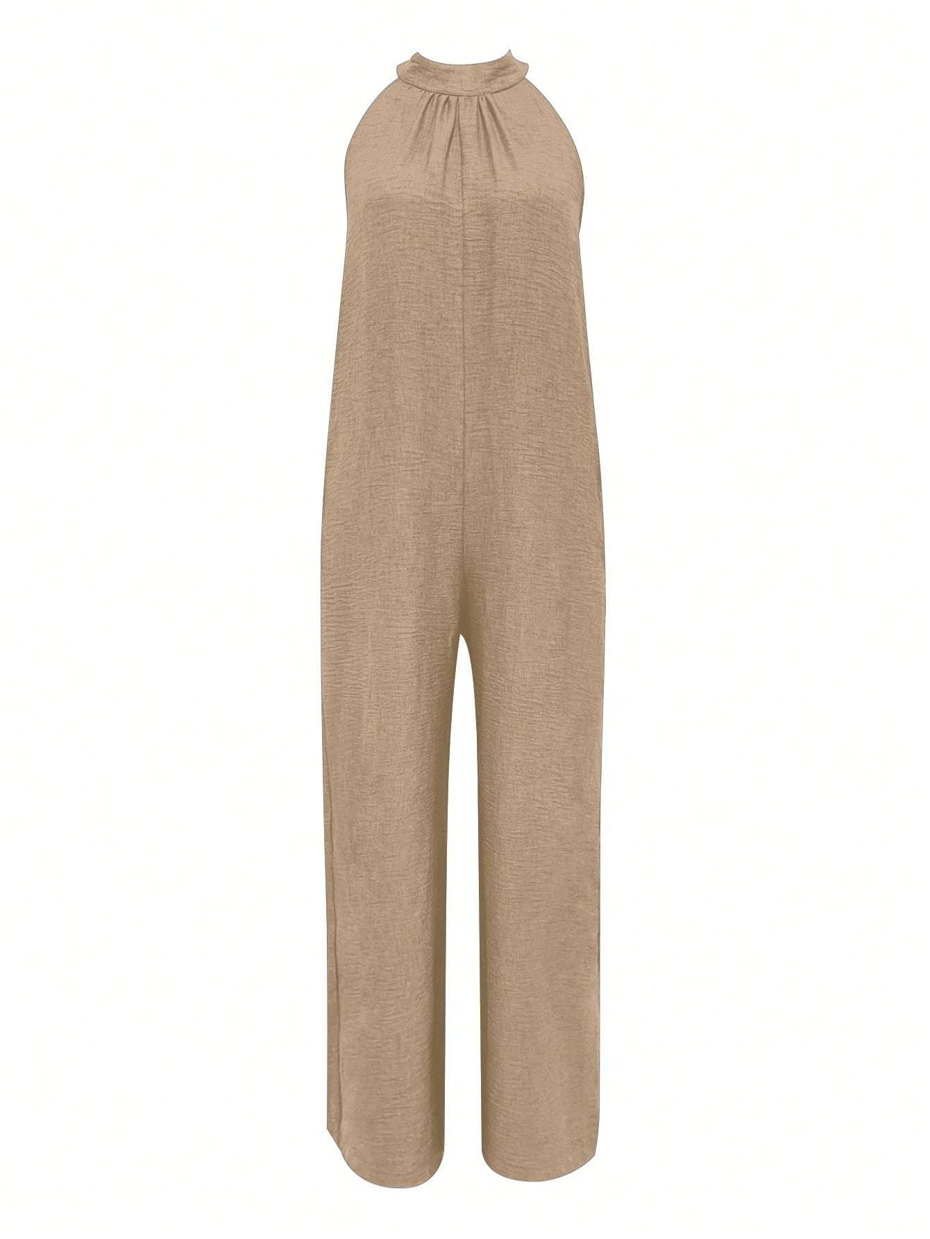 Combinaison sans manches à col halter et volants pour femme