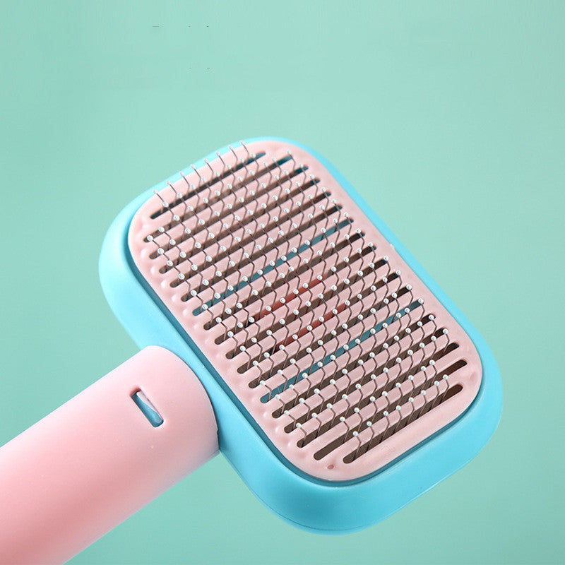 Brosse de Toilettage pour Animaux – Peigne Démêlant en Acier Inoxydable avec Fonction Auto-Nettoyante
