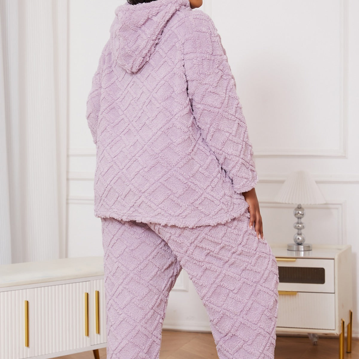 Ensemble Pyjama Velours Femme Grande Taille – Hoodie & Bas Confort Hiver