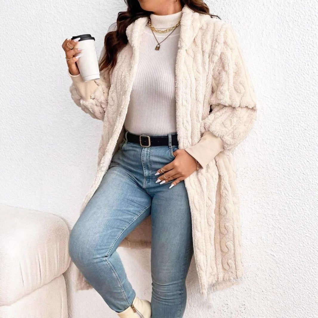 Manteau en Laine Polaire Épais Grande Taille Femme – Élégance et Confort