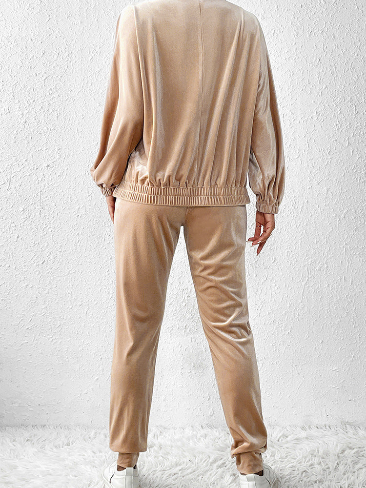 Ensemble deux-pièces en velours uni pour femme