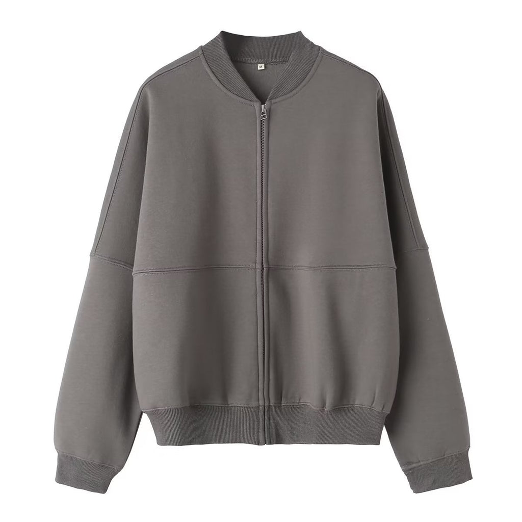 Ensemble bomber zippé et pantalon en flanelle à taille haute