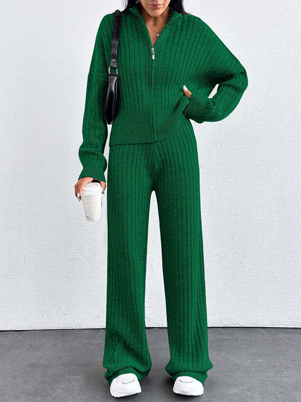 Ensemble 2 pièces femme : haut zippé décontracté et pantalon assorti