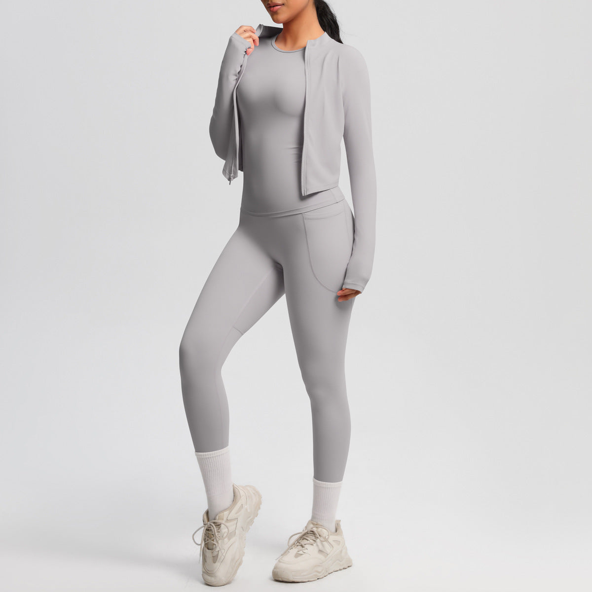 Ensemble 2 pièces femme : veste zippée ajustée et pantalon de sport slim