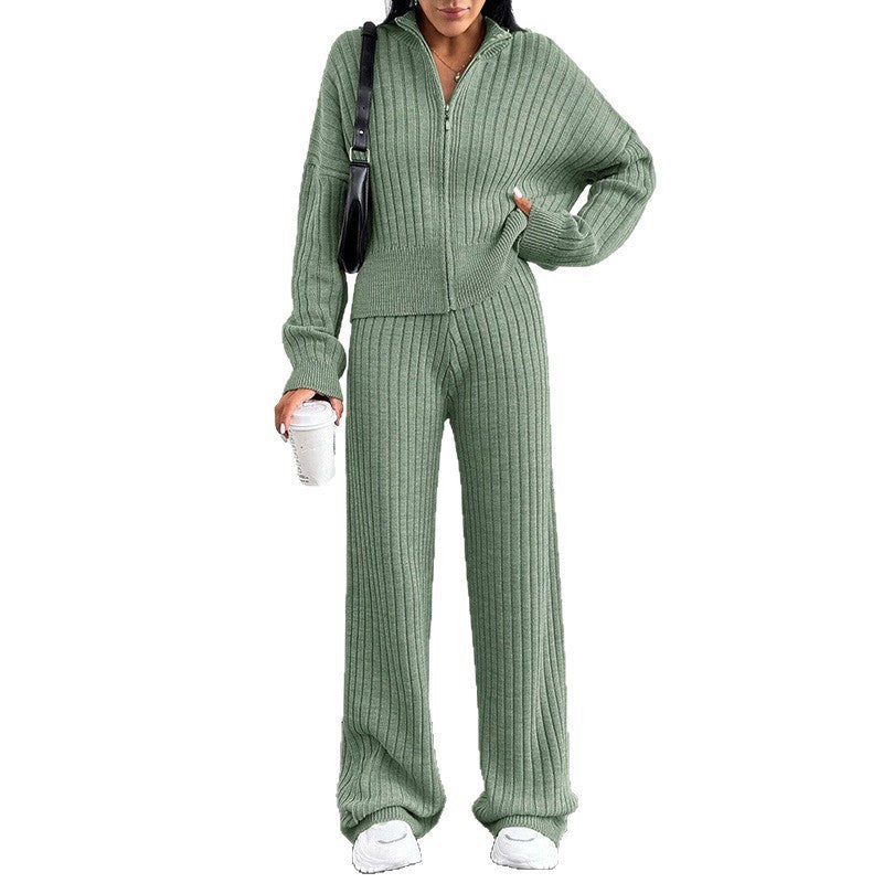 Ensemble 2 pièces femme : haut zippé décontracté et pantalon assorti