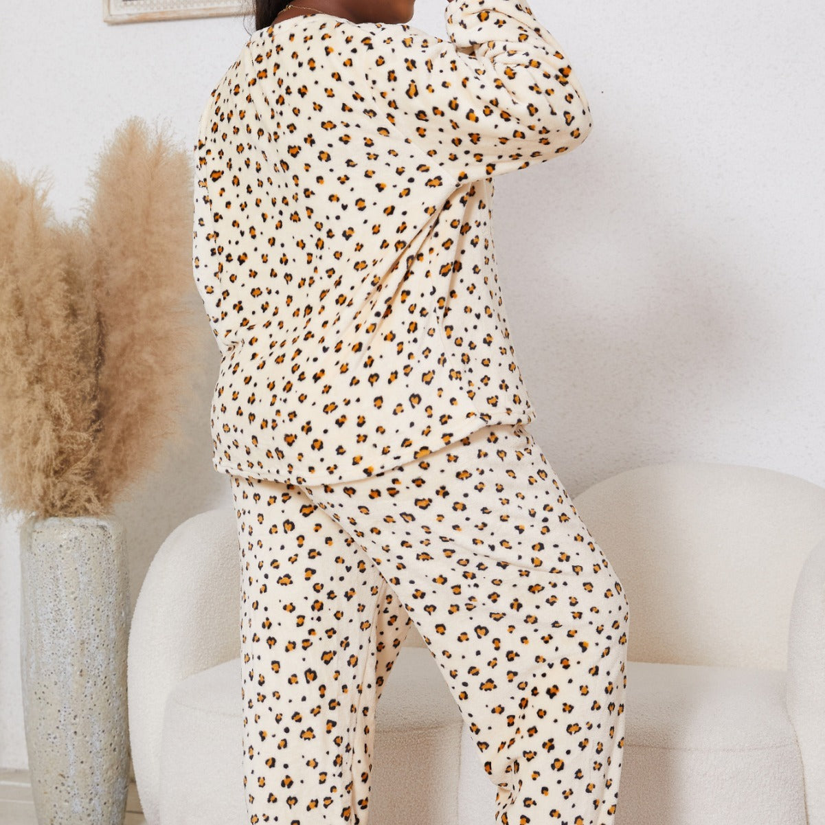 Pyjama en Flanelle à Motif Léopard – Ensemble 2 pièces (Grande Taille Femme)