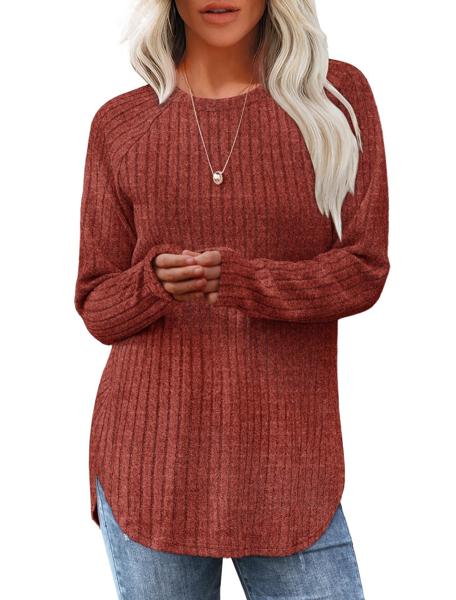 Pull Automnal à Col Rond pour Femme – Élégance et Confort