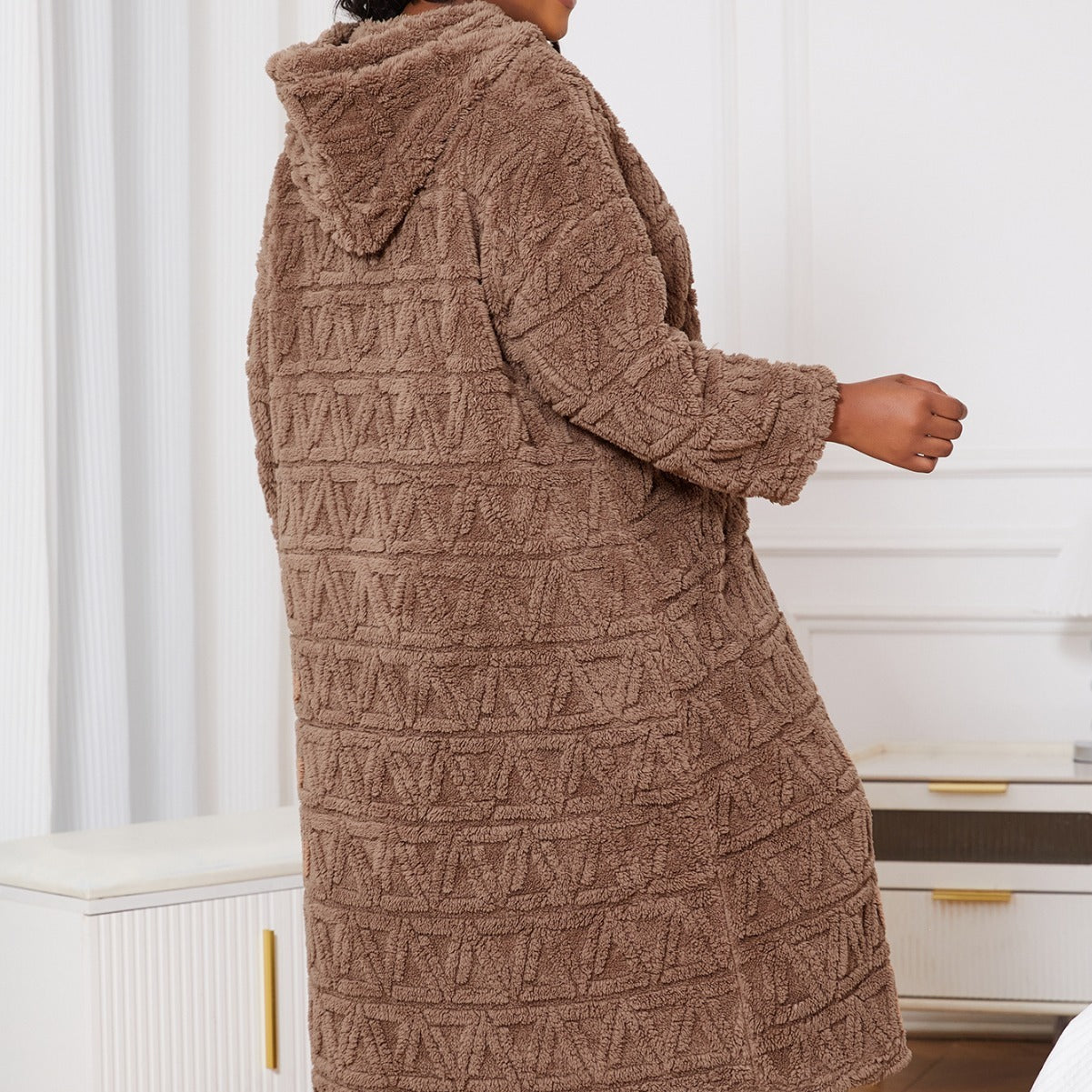 Chemise de Nuit Femme en Velours « Shu Cotton Velvet » à Capuche – Hiver Cocooning