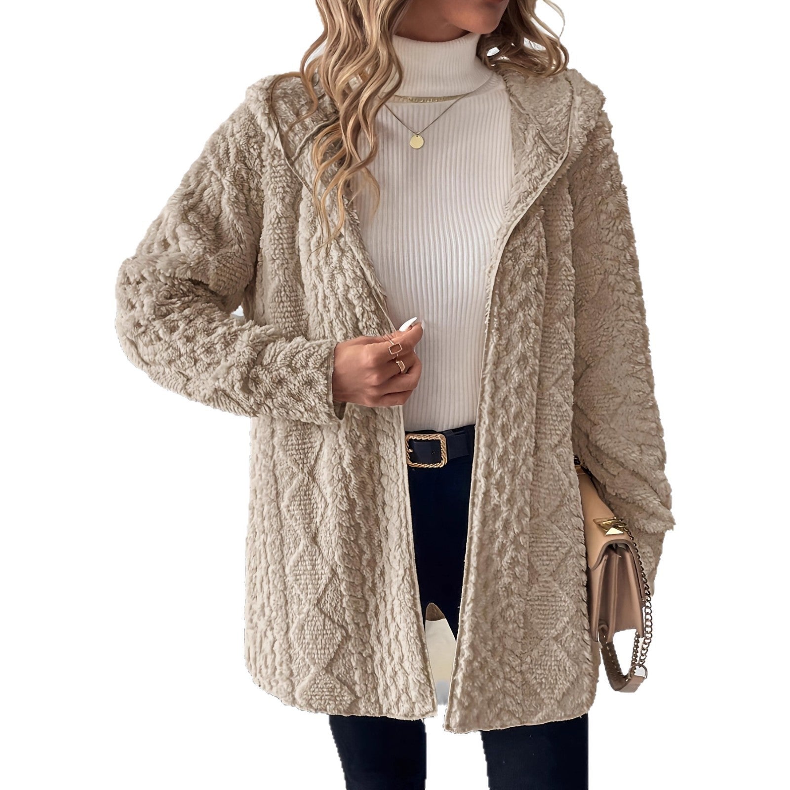 Manteau à Capuche Zippé de Couleur Unie pour Femme – Élégance et Confort