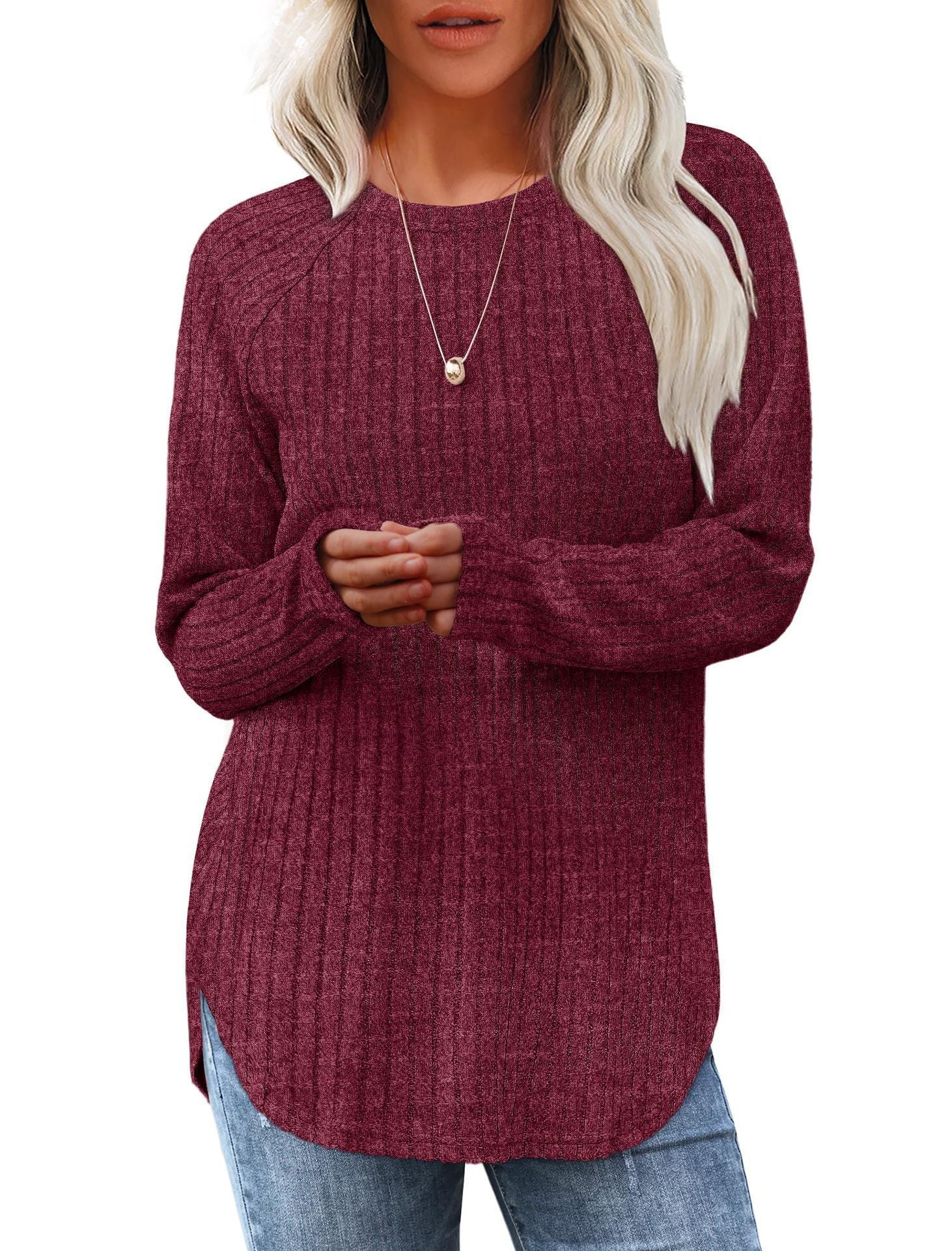 Pull Automnal à Col Rond pour Femme – Élégance et Confort