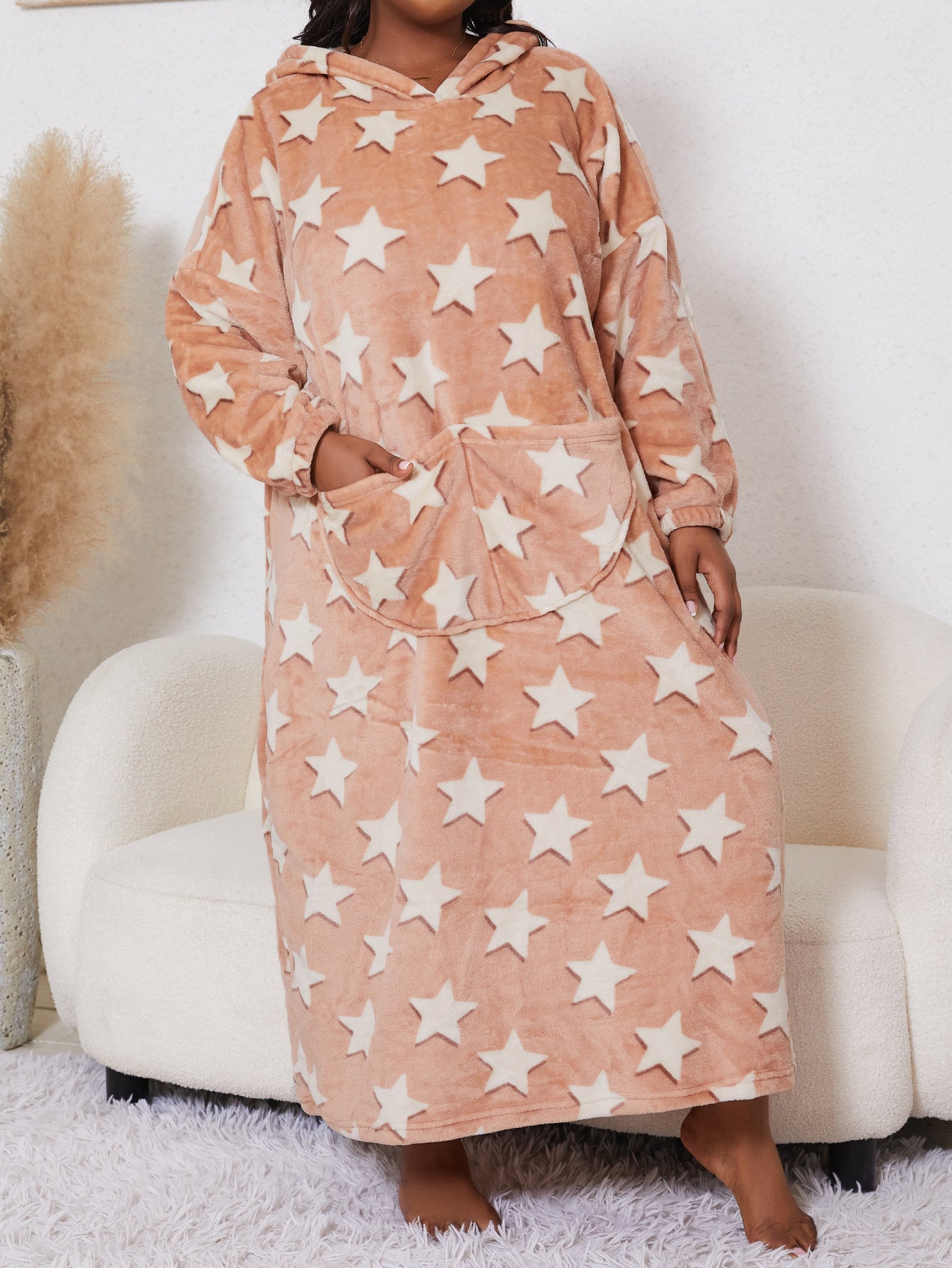 Chemise de Nuit Femme en Flanelle à Capuche – Confort & Chaleur Hiver ( Grande Taille )