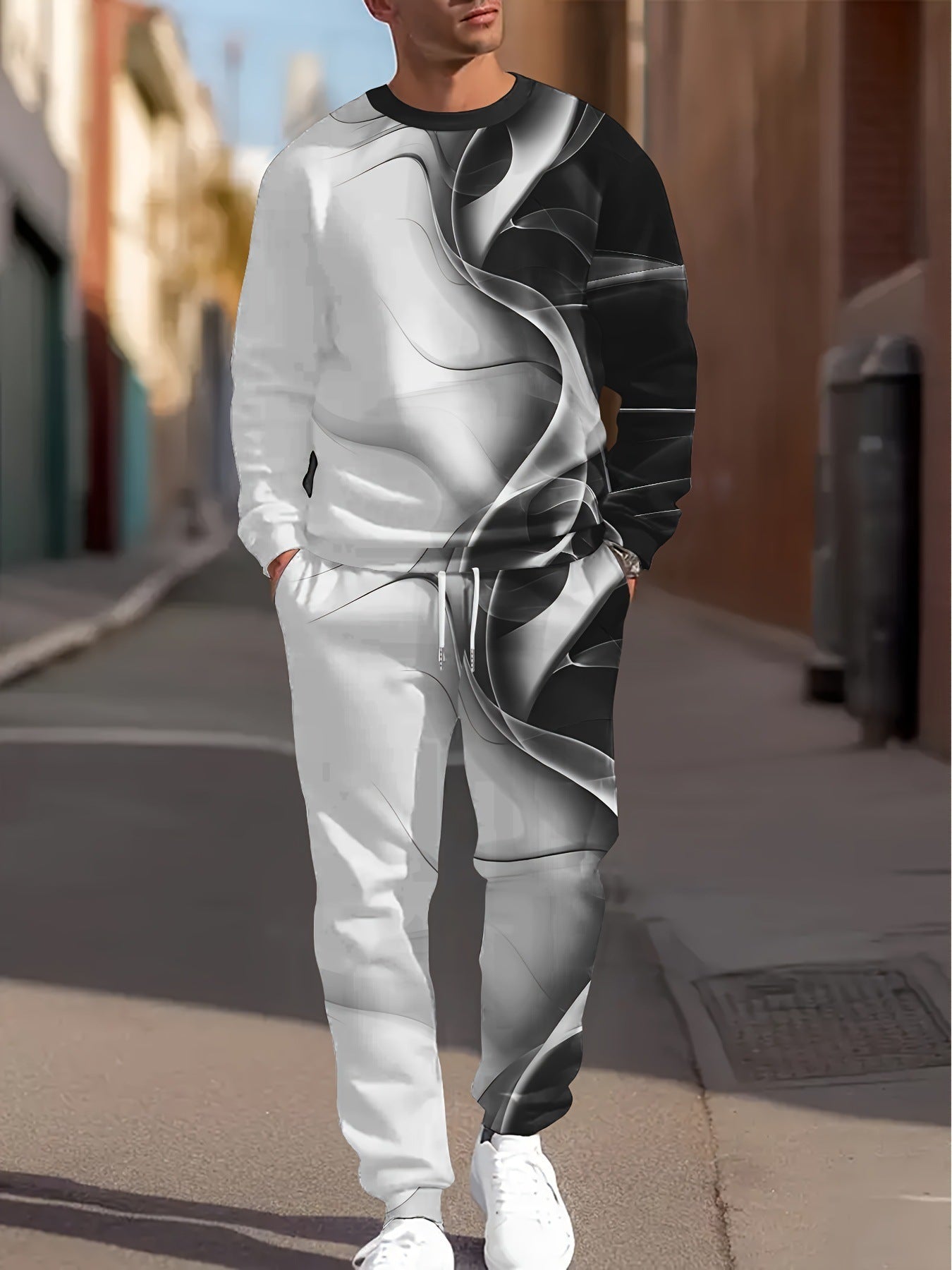 Ensemble de Sport Décontracté Homme – Impression Simple & Coupe Moderne