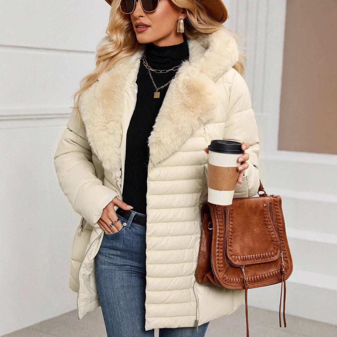 Manteau en Coton Matelassé avec Capuche Légère – Élégance et Confort