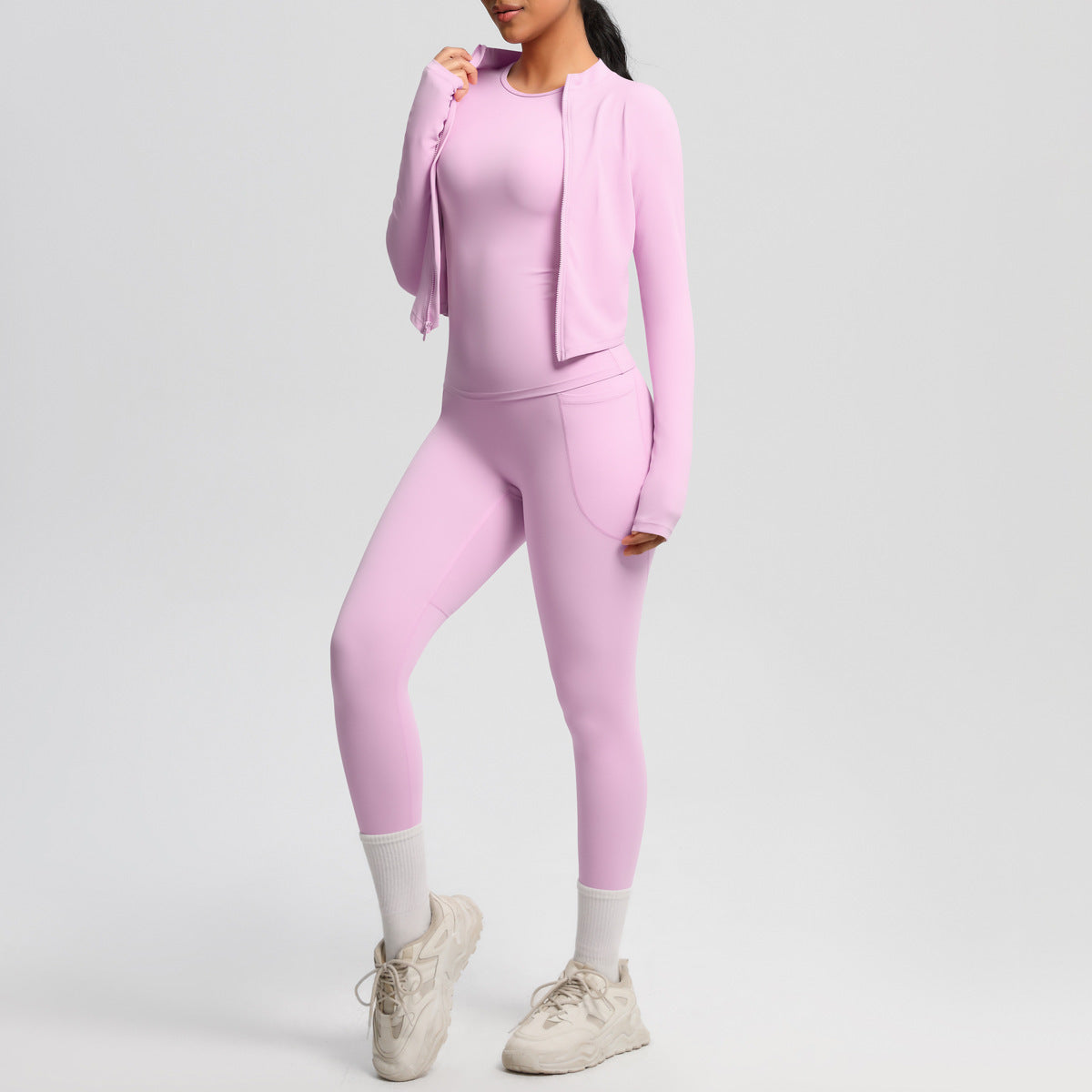 Ensemble 2 pièces femme : veste zippée ajustée et pantalon de sport slim