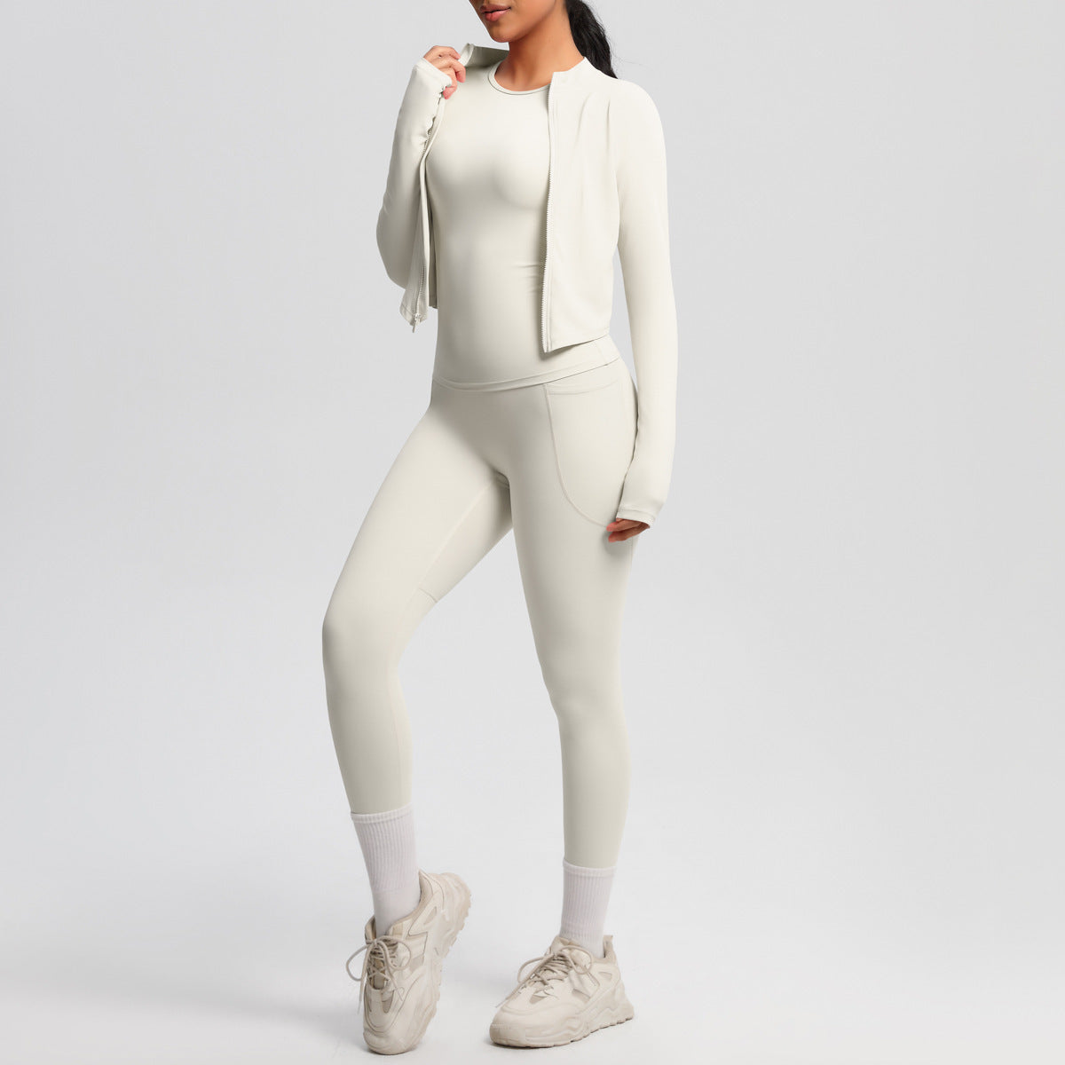 Ensemble 2 pièces femme : veste zippée ajustée et pantalon de sport slim