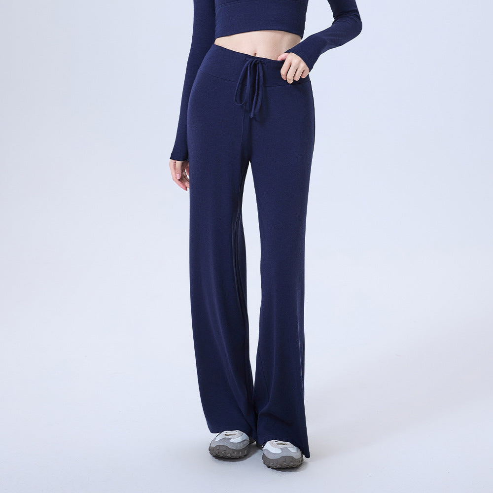 Pantalon Droit Femme Effet Drapé pour Running et Yoga