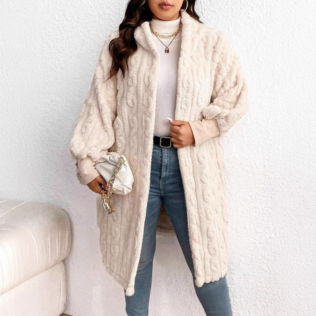 Manteau en Laine Polaire Épais Grande Taille Femme – Élégance et Confort