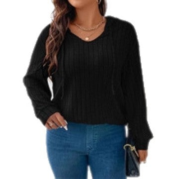 Top Uni à Col en V Grande Taille Femme – Élégance et Confort