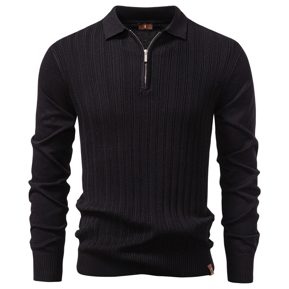 Pull à Col Montant à Demi-Fermeture Éclair pour Homme – Élégance et Confort
