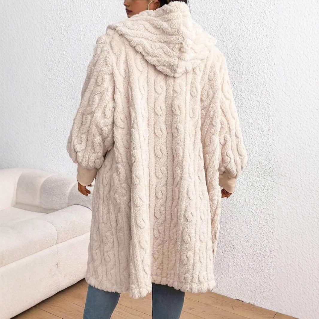 Manteau en Laine Polaire Épais Grande Taille Femme – Élégance et Confort