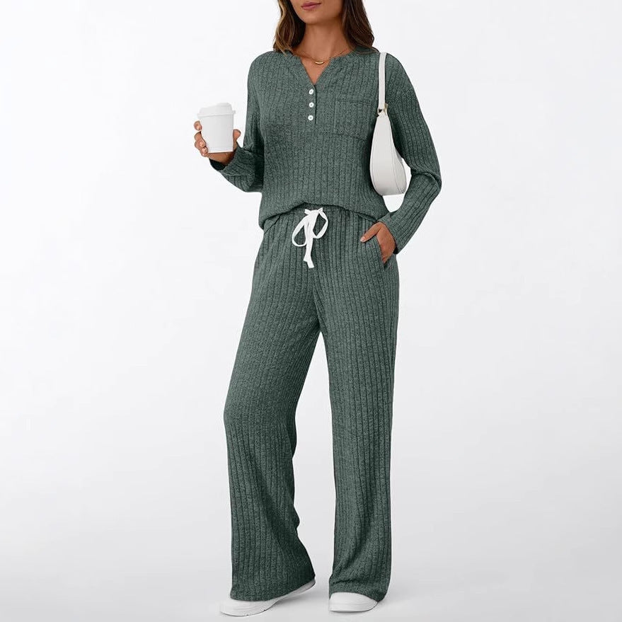 Ensemble 2 pièces femme : pyjama d'extérieur confortable