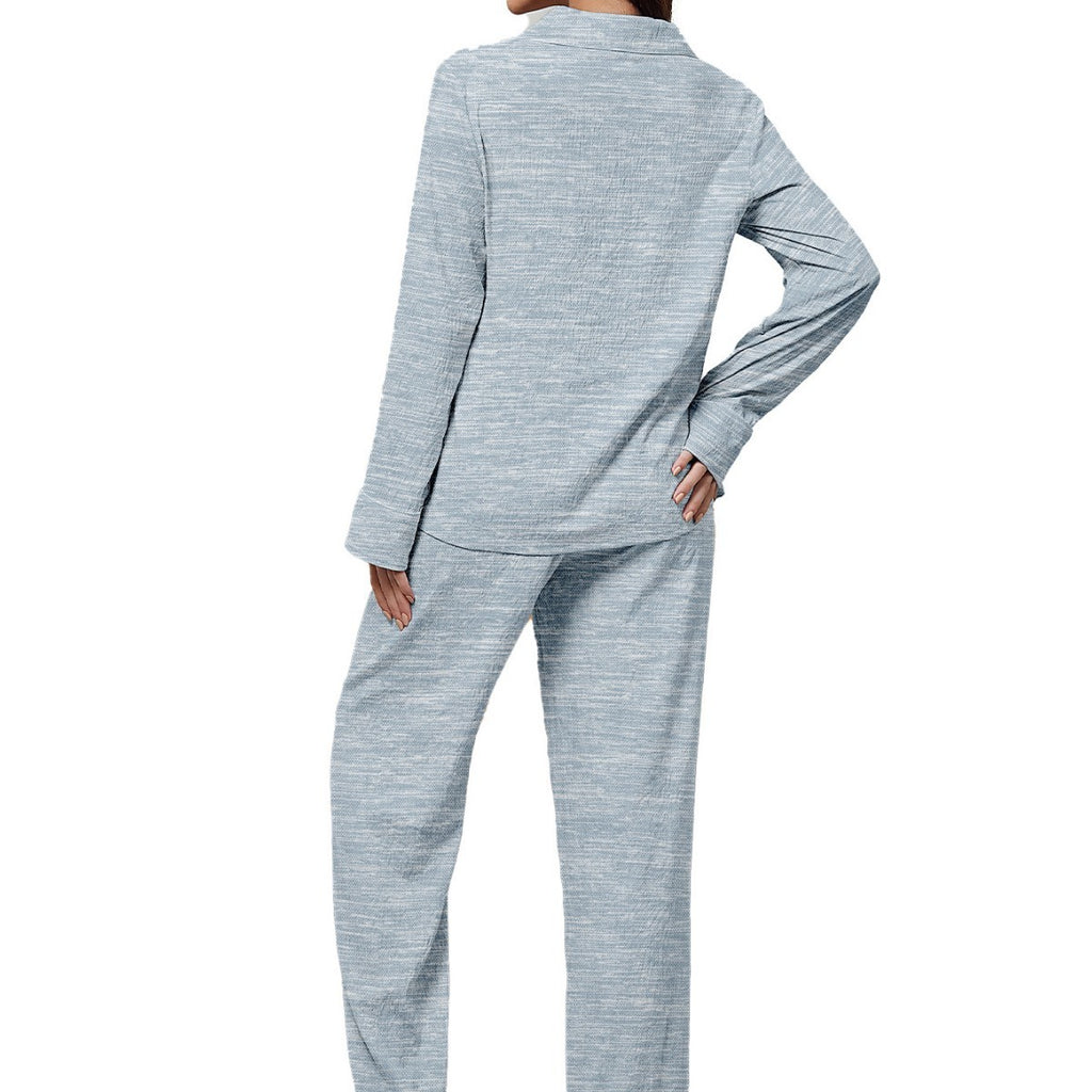 Vêtement Femme à Col Châle à Manches Longues et Pantalon Assorti – Confort et Élégance