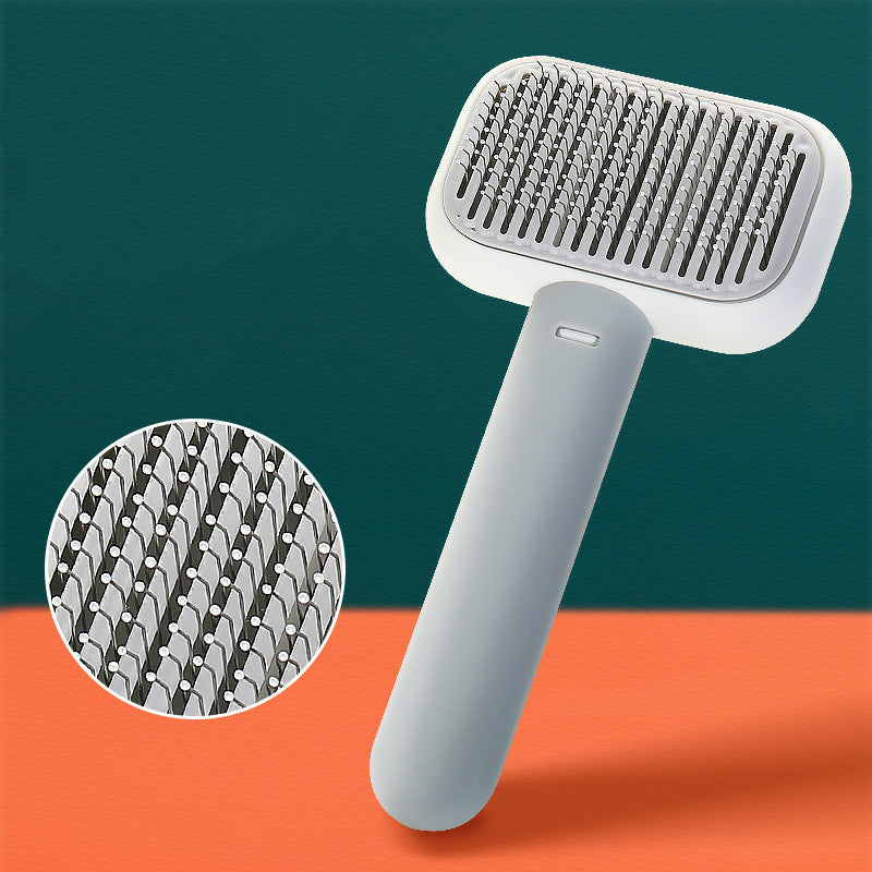 Brosse de Toilettage pour Animaux – Peigne Démêlant en Acier Inoxydable avec Fonction Auto-Nettoyante