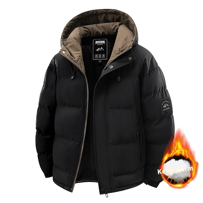 Manteau à Capuche Homme Doublé Coton Épais – Confort Hivernal