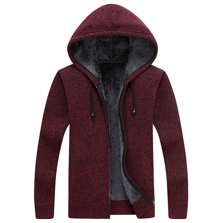 Manteau Cardigan à Capuche pour Homme – Doublure en Fourrure & Style Hivernal