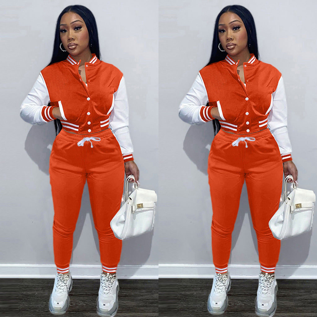 Ensemble Baseball Femme – Veste à Coupe Unique & Pantalon Assorti