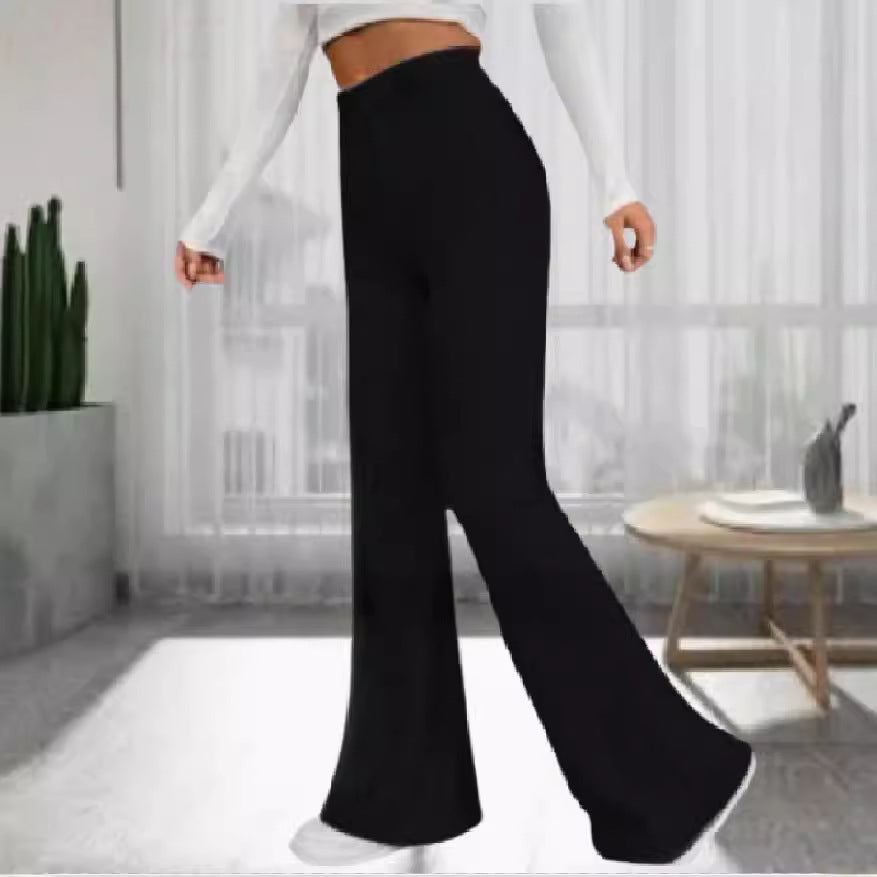 Pantalon Femme Taille Haute à Pattes d'Éléphant Slim Fit