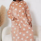 Chemise de Nuit Femme en Flanelle à Capuche – Confort & Chaleur Hiver ( Grande Taille )