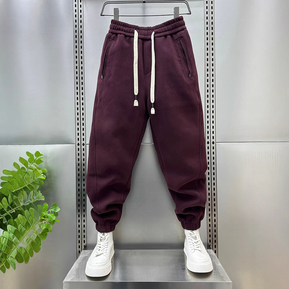 Pantalon de Survêtement Homme avec Poches Zippées et Chevilles à Lanières