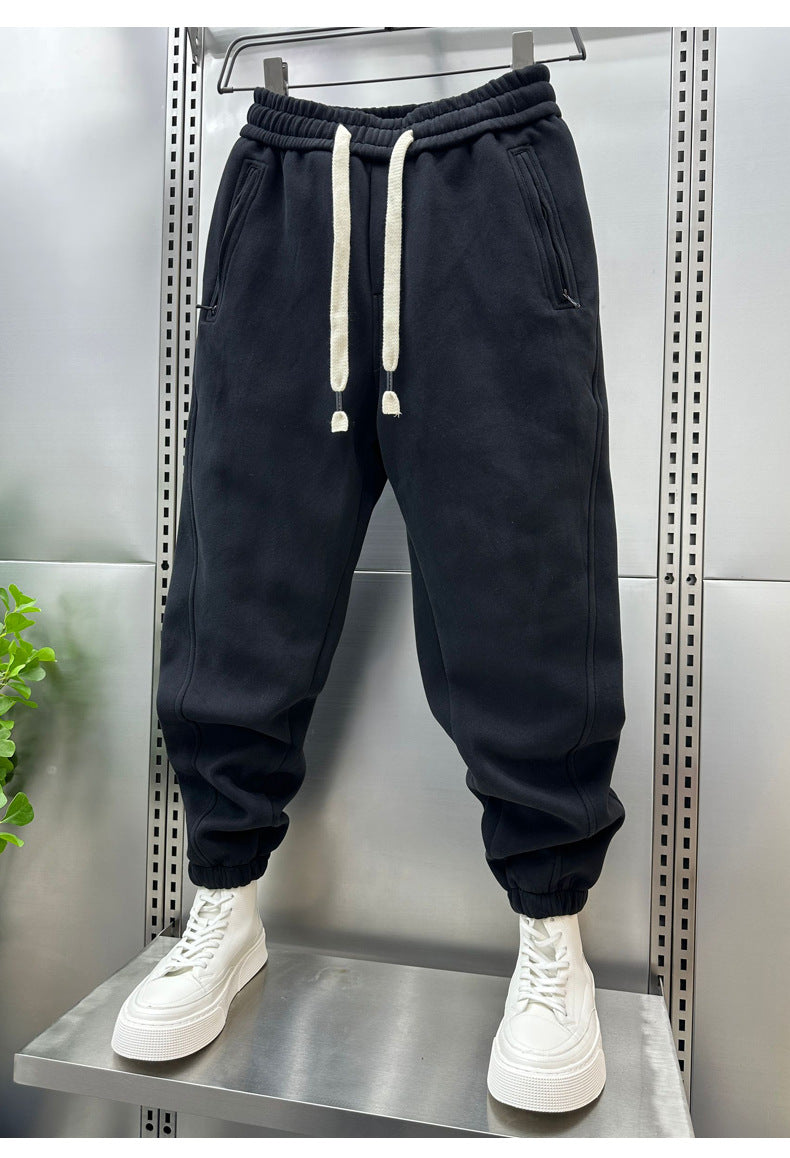 Pantalon de Survêtement Homme avec Poches Zippées et Chevilles à Lanières
