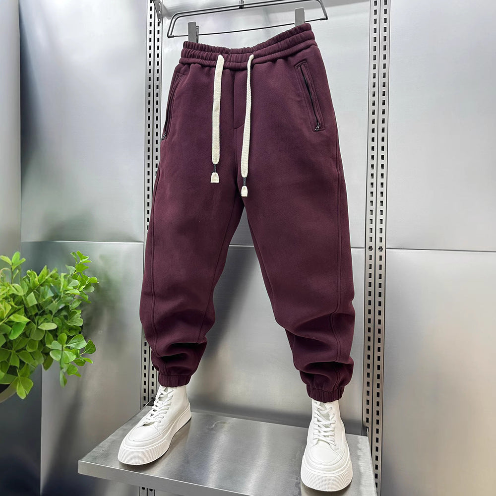 Pantalon de Survêtement Homme avec Poches Zippées et Chevilles à Lanières