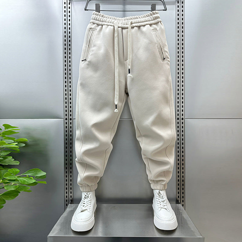 Pantalon de Survêtement Homme avec Poches Zippées et Chevilles à Lanières